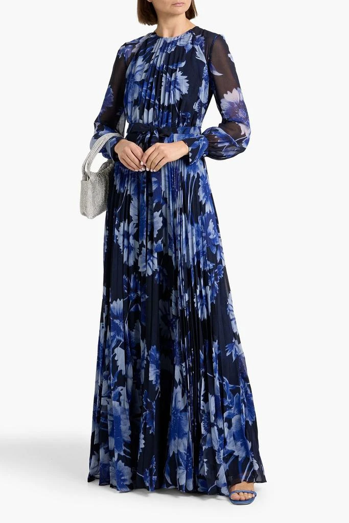 Erdem Pleated floral-print chiffon gown 2