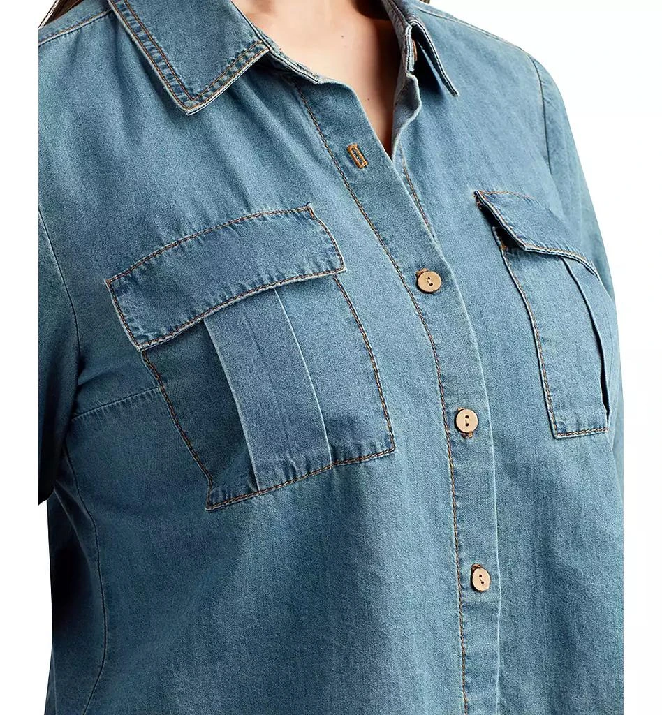 BCX Juniors' Denim Cropped Utility Shirt 3