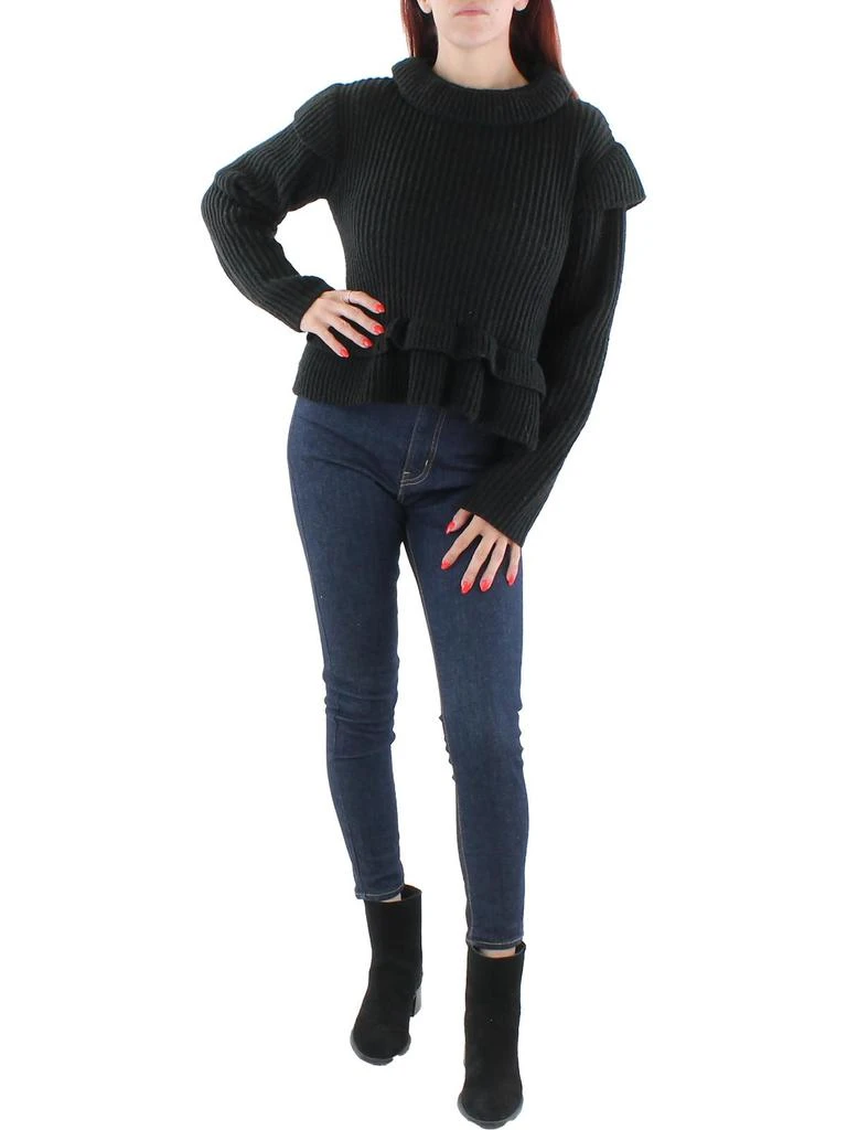 Lea & Viola Womens Ribbed Peplum Turtleneck Sweater 1