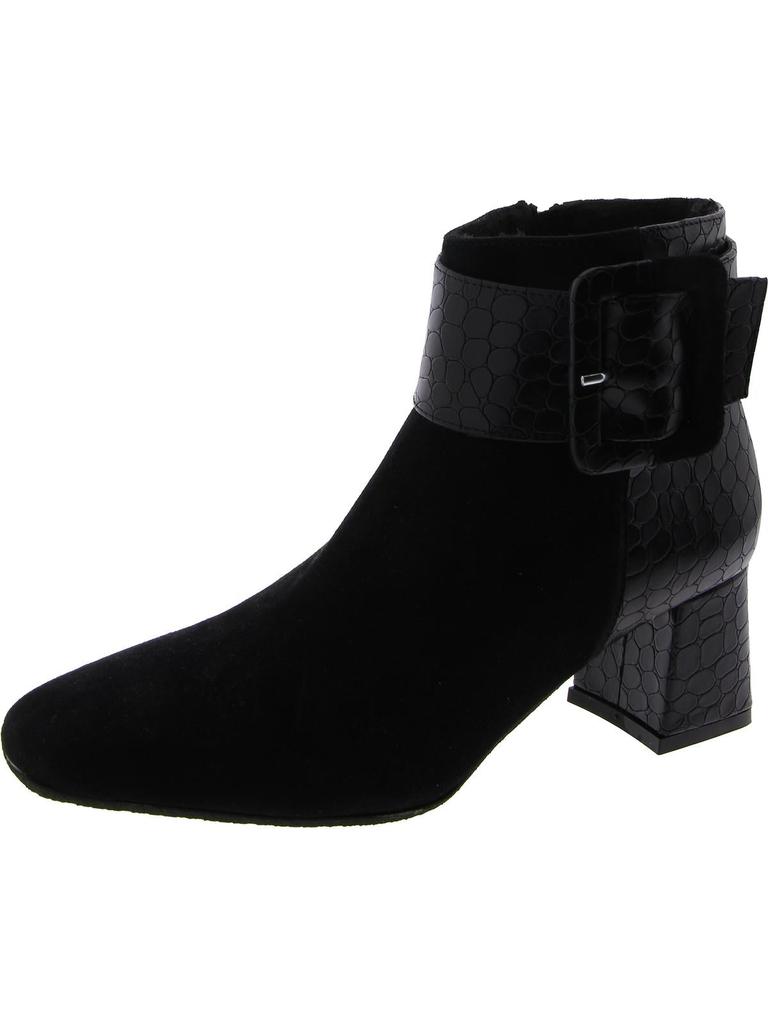 Ron White Womens Suede Square Toe Ankle Boots