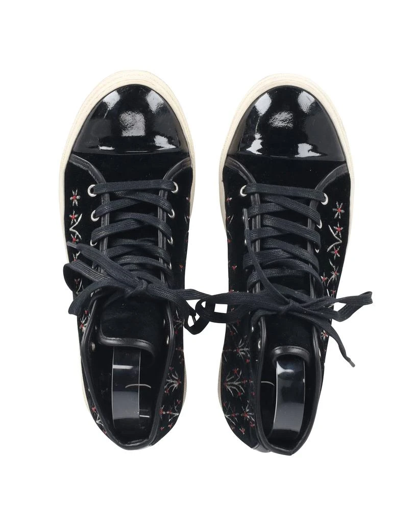 MOTHER OF PEARL Mother Of Pearl Embroidered High Top Sneakers in Black Patent Leather and Suede 5