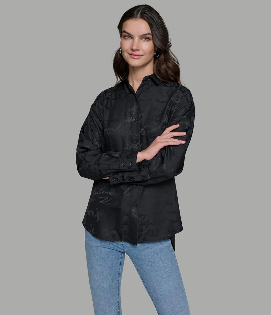 Karl Lagerfeld Paris JACQUARD PRINT SOFT BUTTON DOWN SHIRT 1