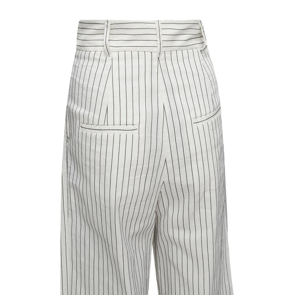 Tibi pinstriped linen pleated wide leg cropped pants 2