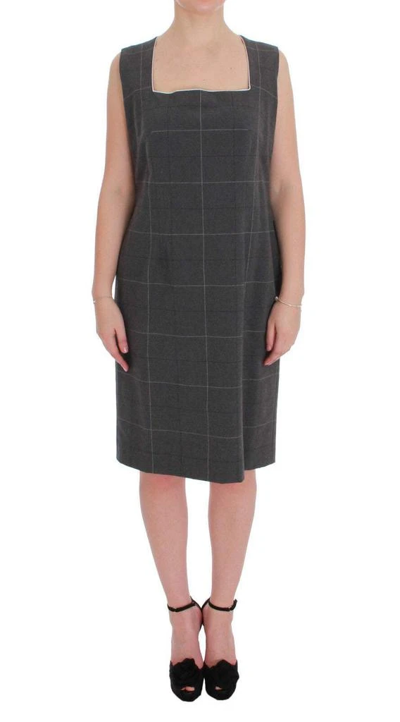 BENCIVENGA BENCIVENGA Gray Checkered Cotton Blazer Dress Set Suit 1