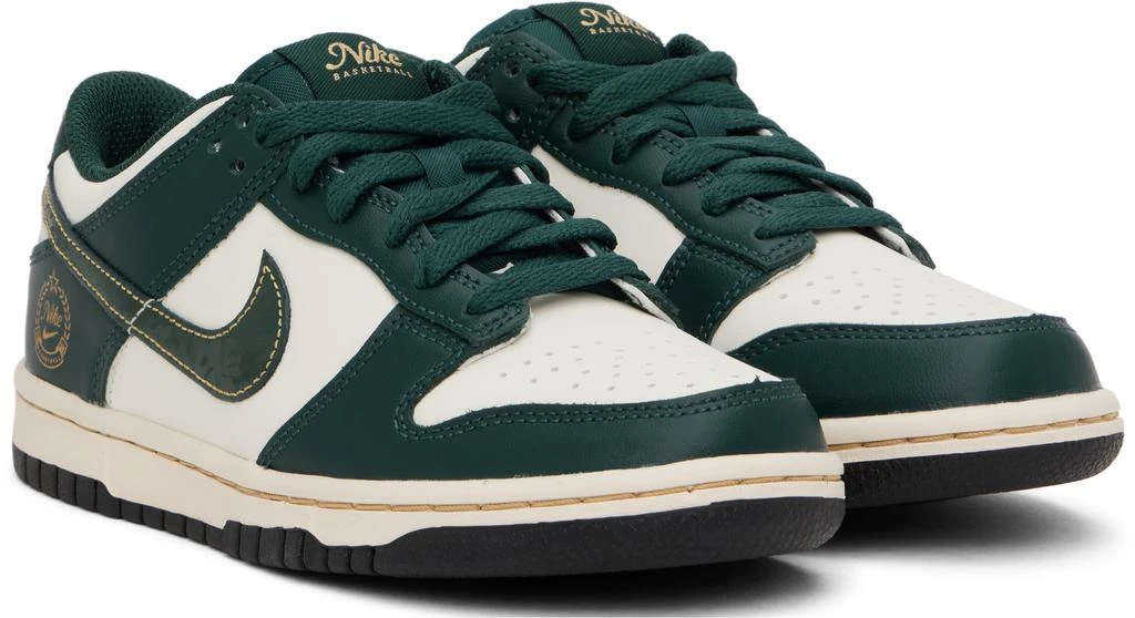 NIKE Big Kids Green & Off-White Dunk Low Sneakers 4