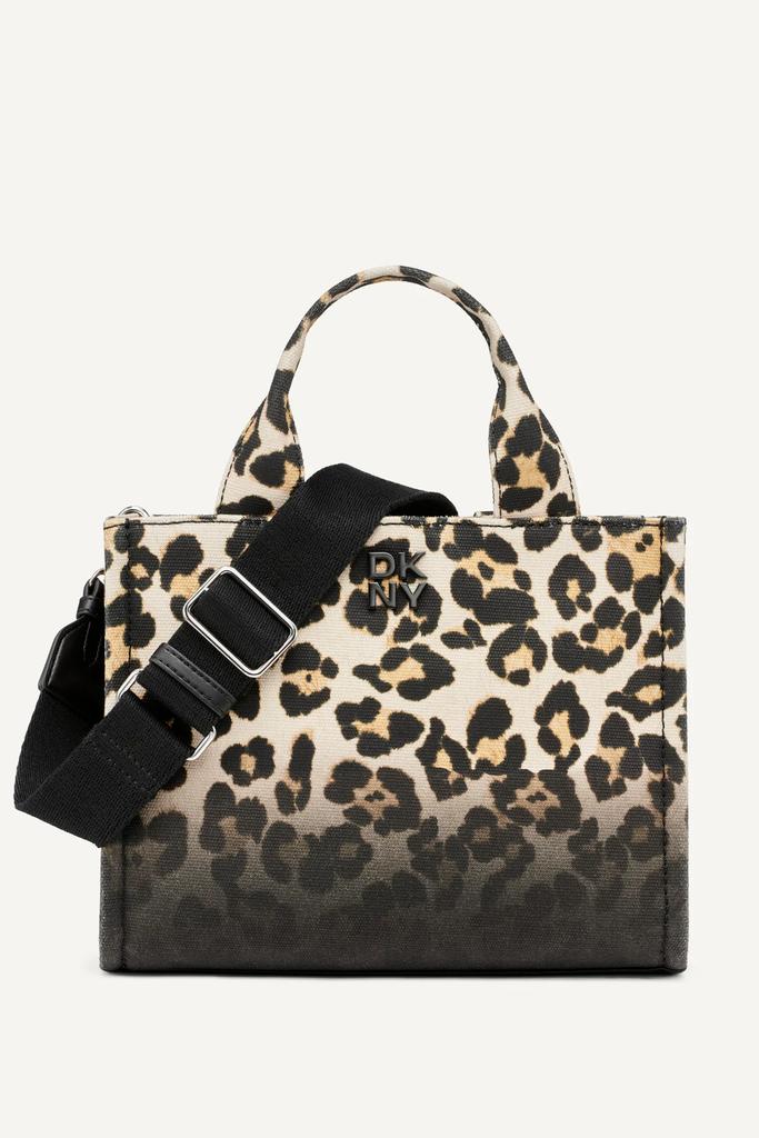 DKNY HADLEE LEOPARD PRINT SMALL LOGO TOTE