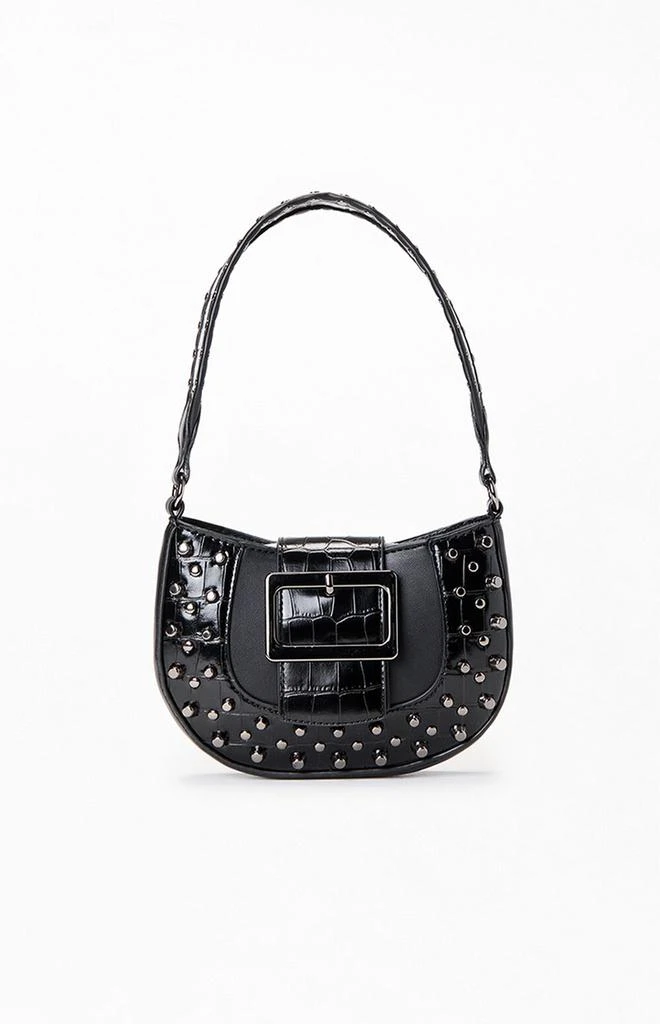 Faux Leather Mini Studded Buckle Shoulder Bag