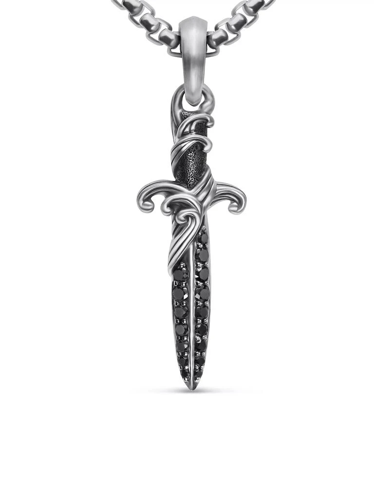 David Yurman Waves Dagger Amulet in Sterling Silver with Black Diamonds, 31MM 4