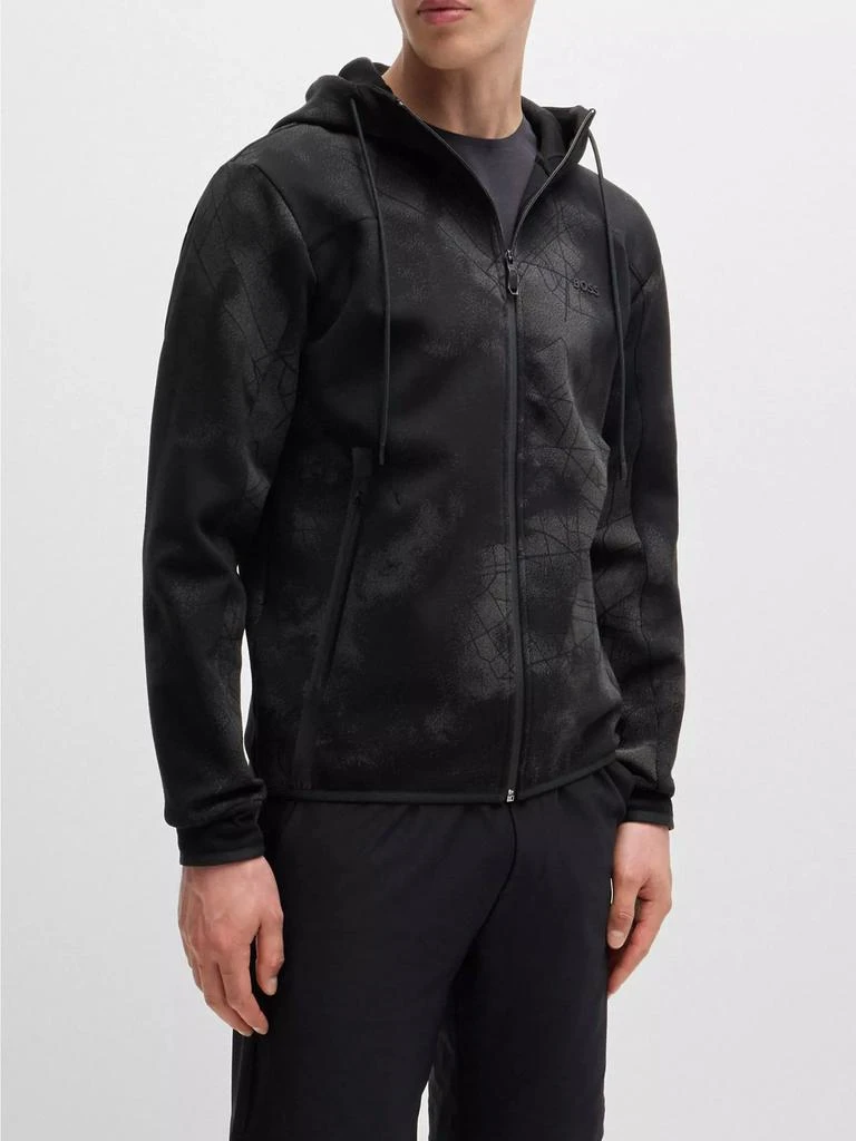 Hugo Boss Zip-Up Hoodie with Decorative Reflective Artwork 3