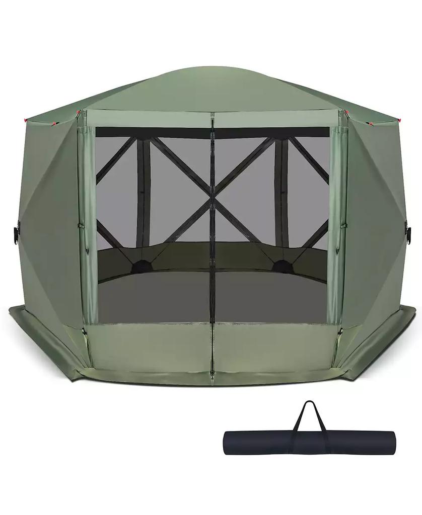 Costway 1.5 X 11.5 FT 6-Sided Pop-up Screen House Tent With 2 Wind Panels for Camping