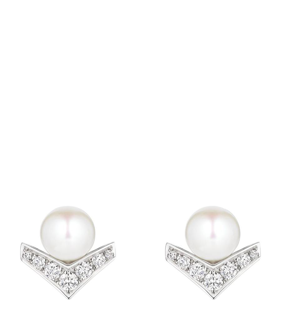 Chaumet White Gold, Diamond and Pearl Joséphine Aigrette Earrings