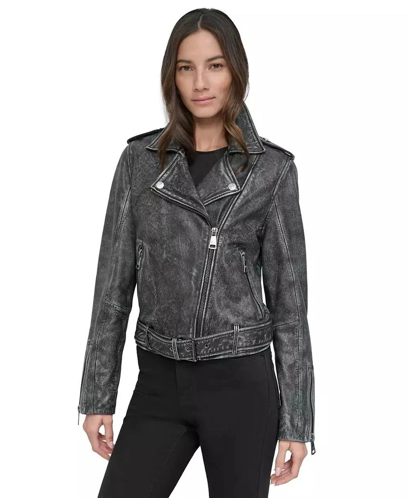 DKNY Women's Leather Moto Jacket 1