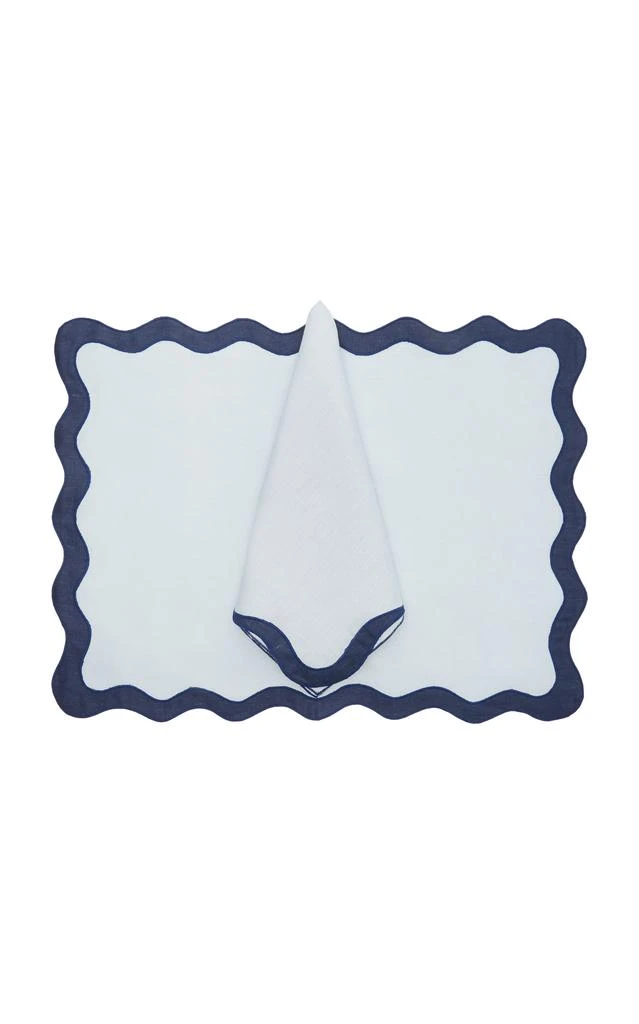 MoDA Moda Domus - Scalloped Linen Placemat and Napkin Set - Blue - Moda Operandi 1