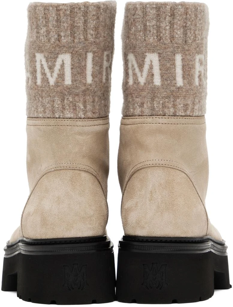 AMIRI Tan Knit Logo Collar Combat Boots 2