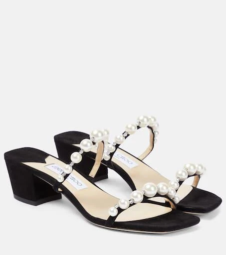 Jimmy Choo Amara 45 embellished suede sandals 1