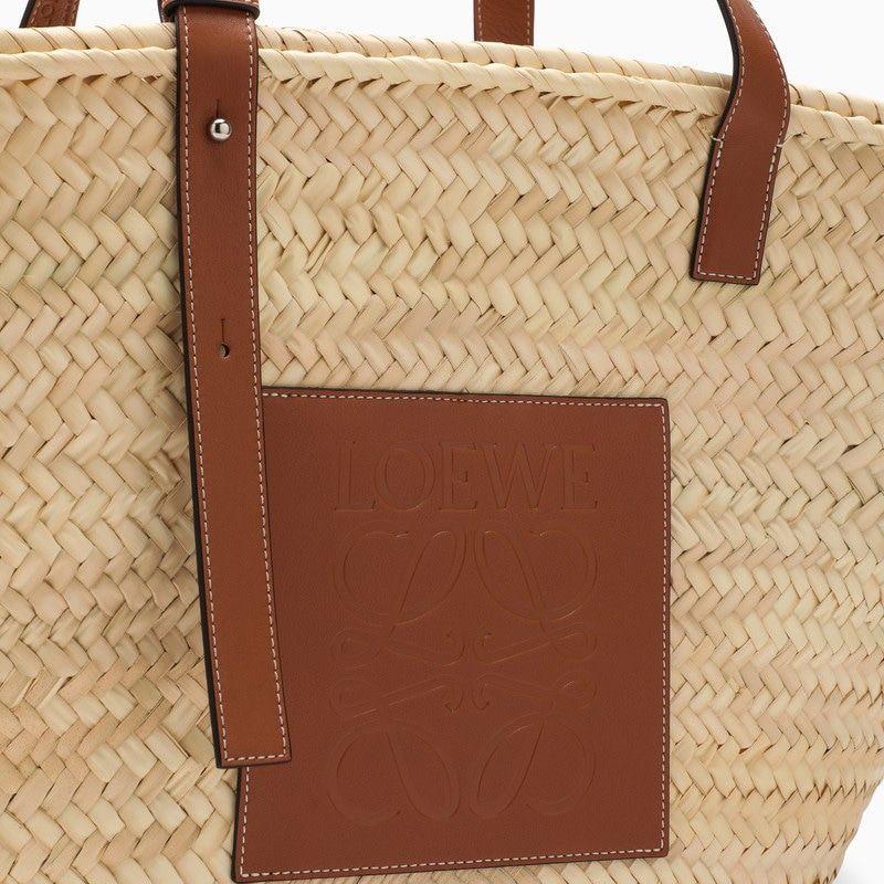 トートバッグ Loewe Large basket bag in palm leaf and leather Loewe Basket Bag Large in Palm Leaf with Leather Handles