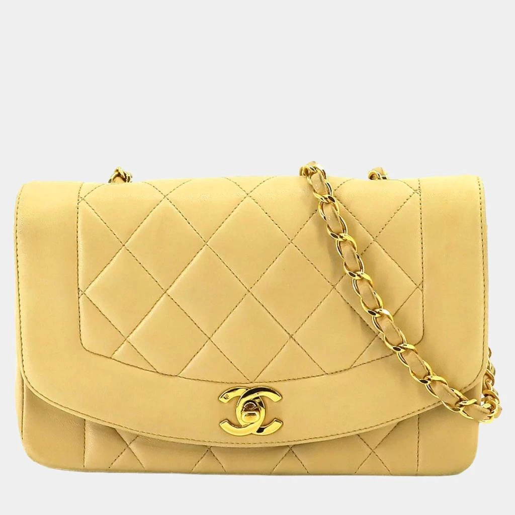 Chanel Chanel Beige Quilted Lambskin Small Vintage Diana Flap Bag  1