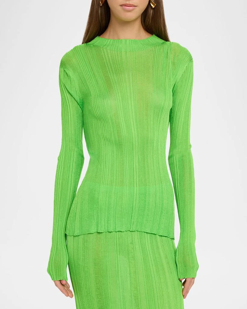 Gabriela Hearst Aveda Mock-Neck Silk Plisse Knit Sweater 4