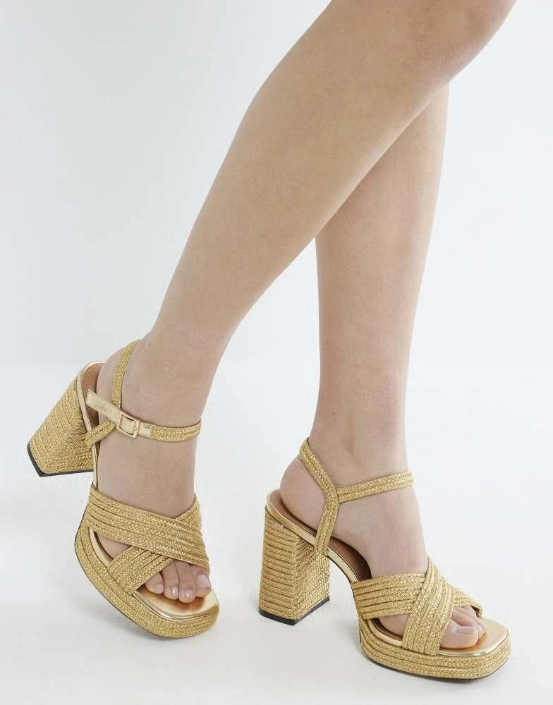 River Island River Island Raffia platform sandals in gold 1