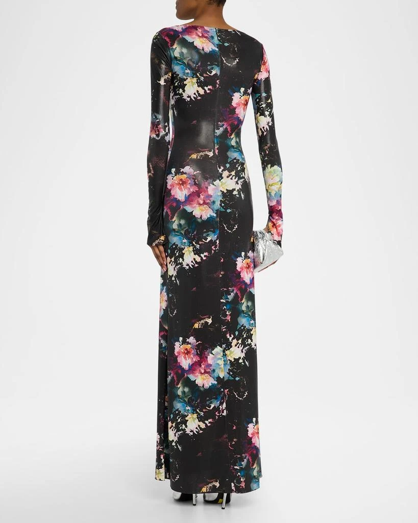 LAPOINTE Floral Jersey Long-Sleeve Gown 3