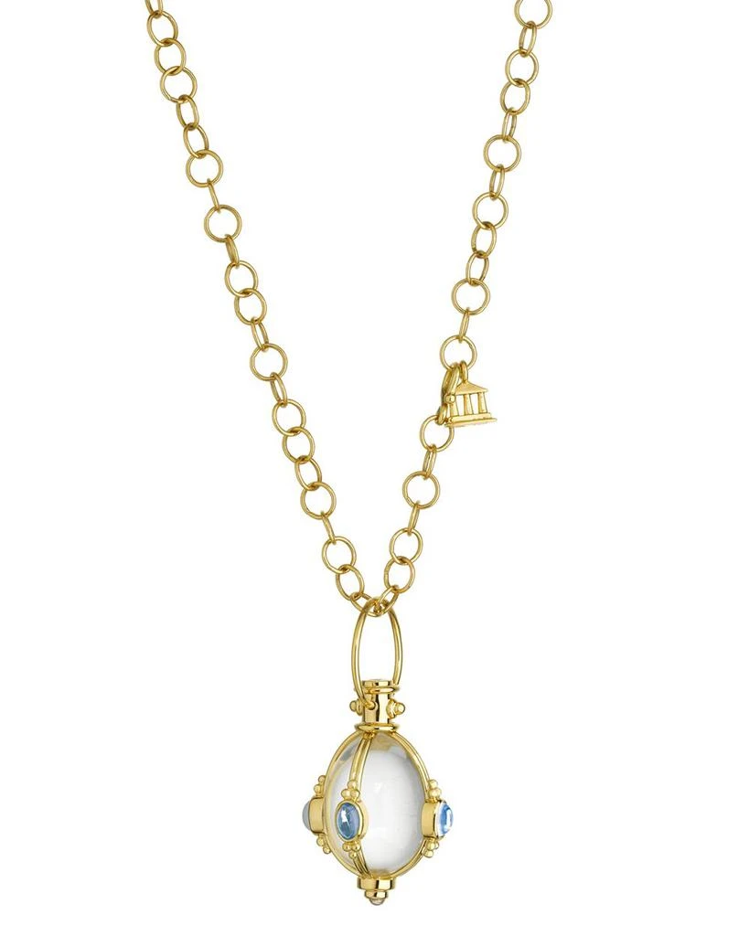 Temple St. Clair 18K Yellow Gold Classic Cabochon Amulet with Oval Rock Crystal, Royal Blue Moonstone and Tanzanite 2