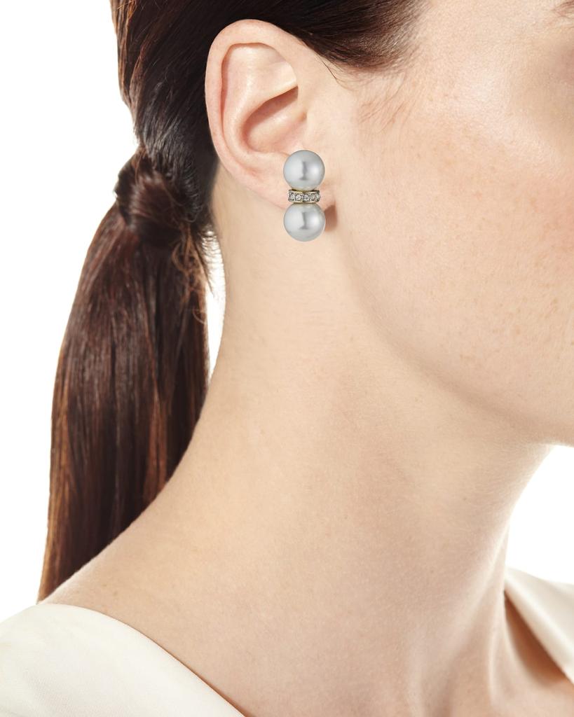 Kenneth Jay Lane Double Pearly Crystal Earrings