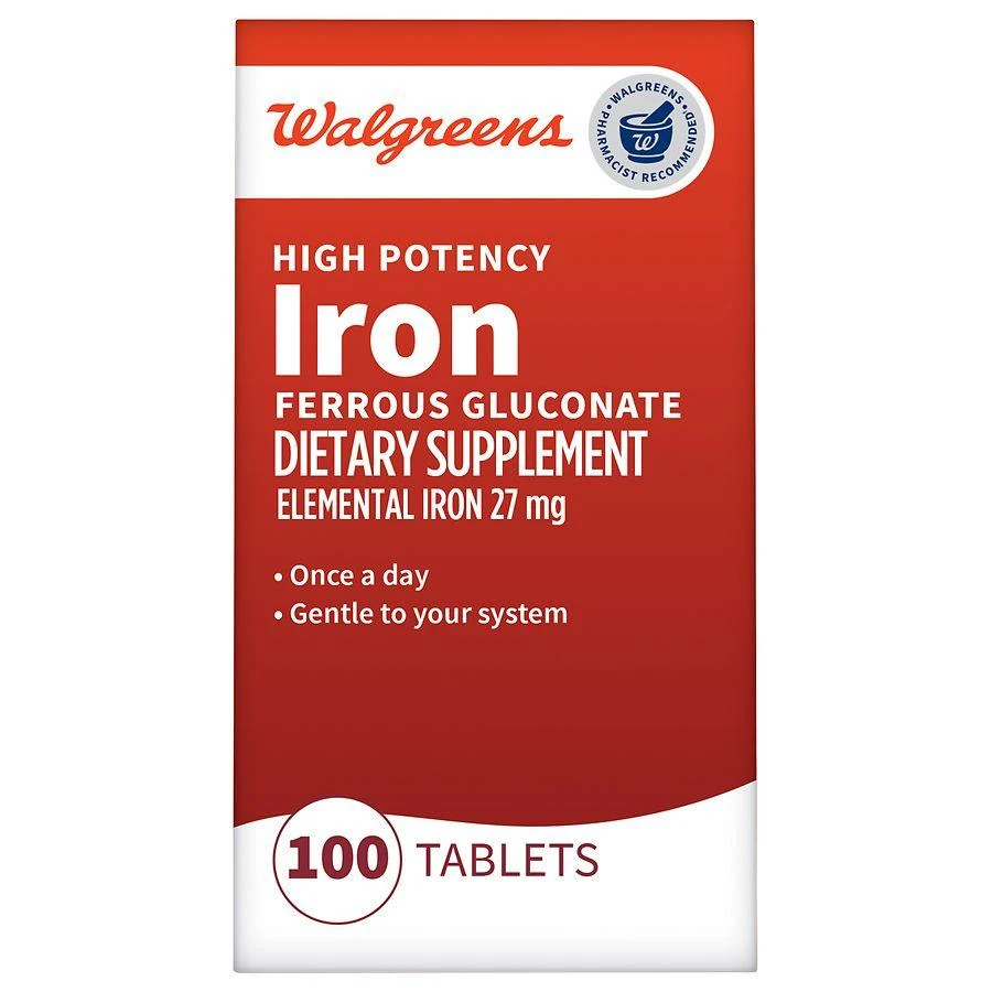 Walgreens High Potency Iron Ferrous Gluconate 27 mg Tablets (100 days) 1