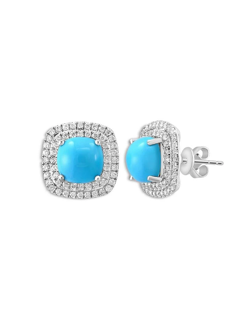 Bloomingdale
s Turquoise 
Diamond Halo Stud Earrings in 14K White Gold 2