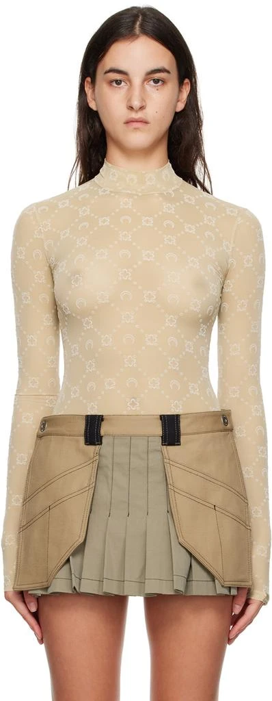 MARINE SERRE Beige Moonogram Turtleneck 1
