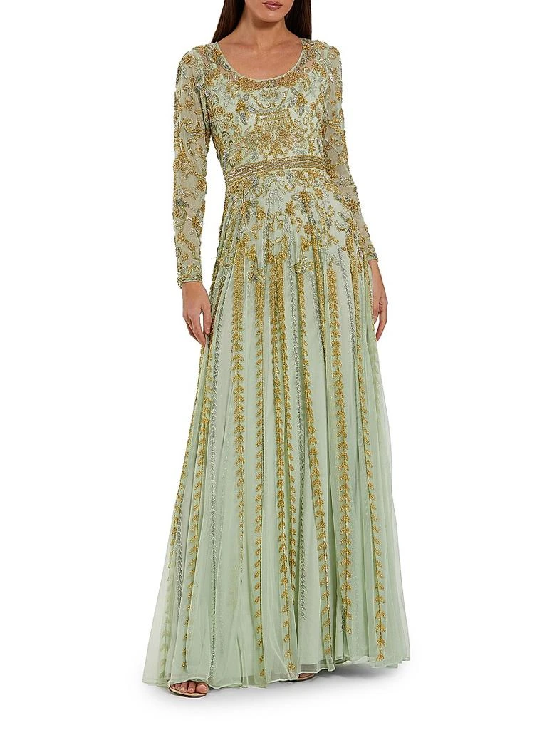 Mac Duggal Evening Beaded Mesh Gown