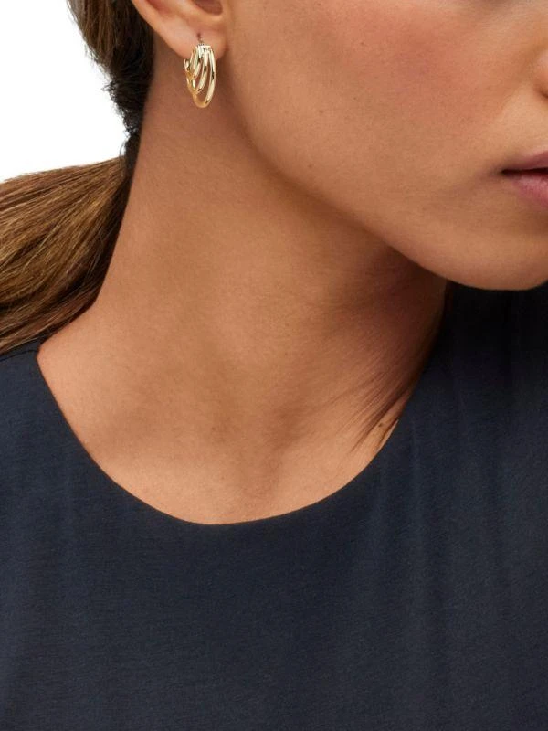 Saks Fifth Avenue 14K Yellow Gold Polished Triple-Row Hoop Earrings 3