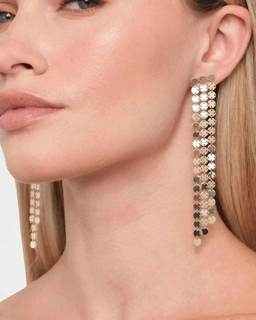 LANA 14K Yellow Gold 3-Strand Long Laser Disc Chainmail Fringe Earrings 3