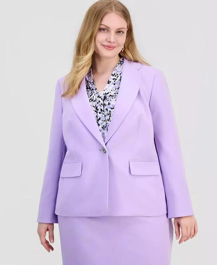 Kasper Plus Size Petal Lapel One-Button Jacket