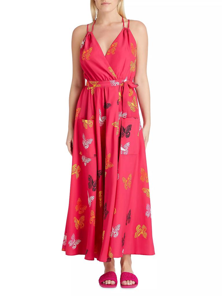 VALIMARE Amelia Paisley Butterfly Surplice Maxi Dress