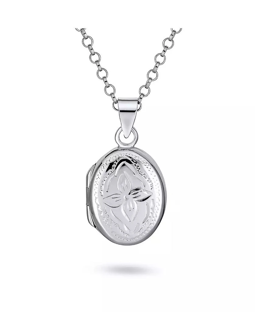Bling Jewelry Danity  .925 Silver Oval Shape Photo Lockets Pendant Necklace