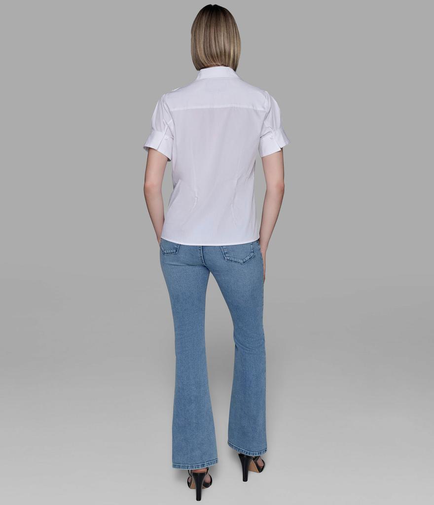 Karl Lagerfeld Paris SHORT SLEEVE POPLIN SHIRT WITH FLORAL APPLIQUÉ