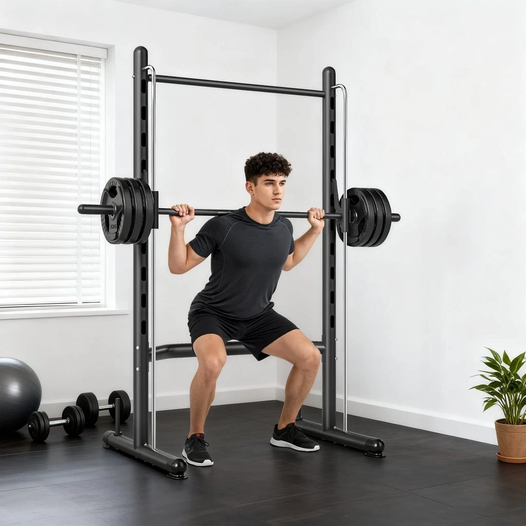 Hivvago Multi-Function Weight Lifting Half Rack with Bench and Bar 2