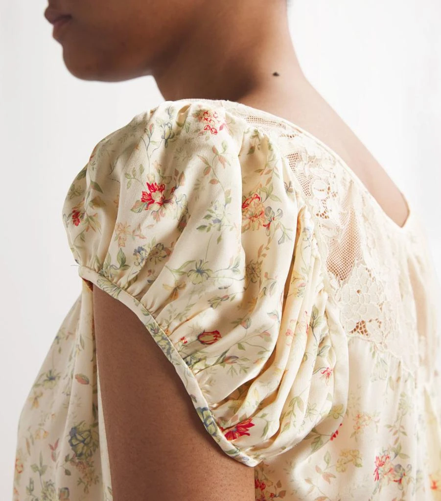 DÔEN Silk Flowering Meadow Print Camri Blouse 6