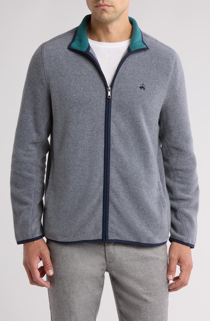 Brooks Brothers Embroidered Logo Fleece Zip Jacket