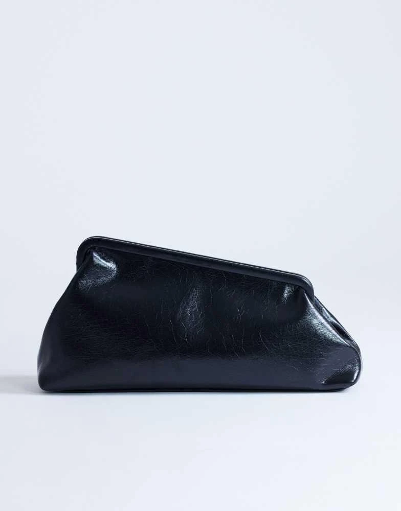 Topshop Topshop Anna angular clutch bag in black