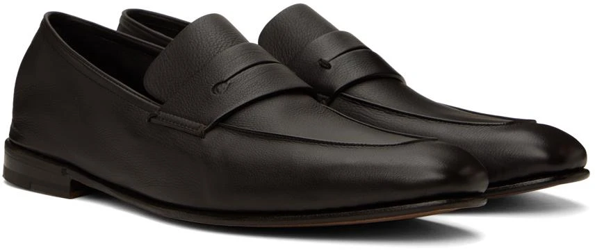 Zegna Brown Soft Calf 'L'asola' Loafers 4