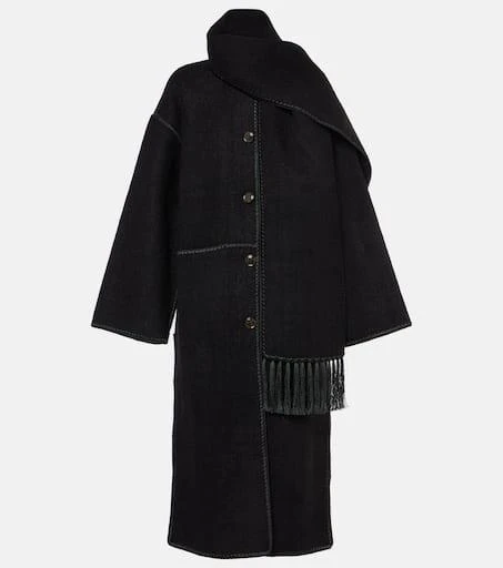 Shop Embroidered wool-blend scarf coat on Sale at BeyondStyle
