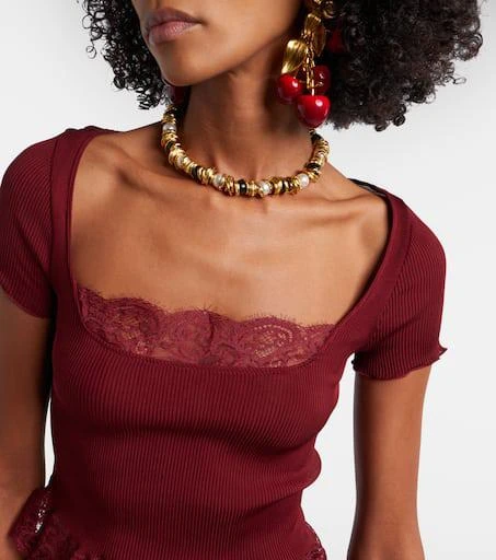 Yves Saint Laurent Scalloped silk satin top 4