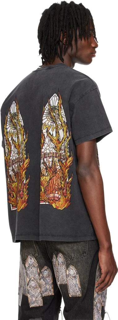 Who Decides War SSENSE Exclusive Black Flame Glass T-shirt 3