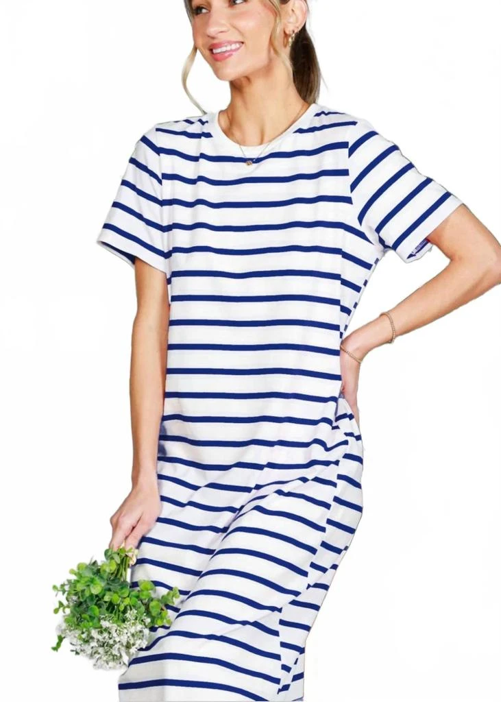 Vine 
Love Paige T-Shirt Maxi Dress In Navy Stripe 2