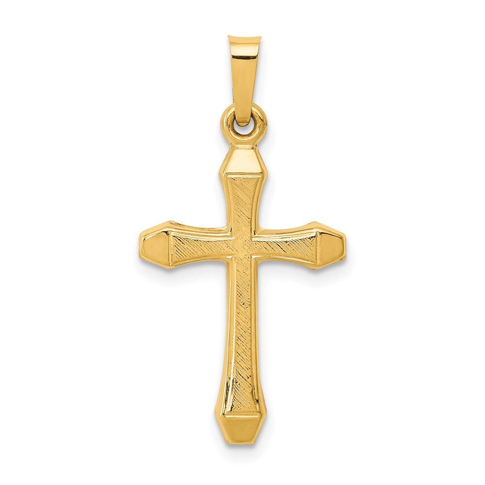 Diamond2Deal 14k Yellow Gold Textured and Polished Latin Cross Pendant