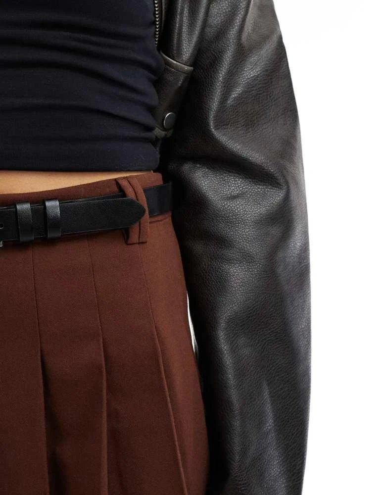 ASOS ASOS DESIGN tailored pleated skirt with belt in chocolate 4