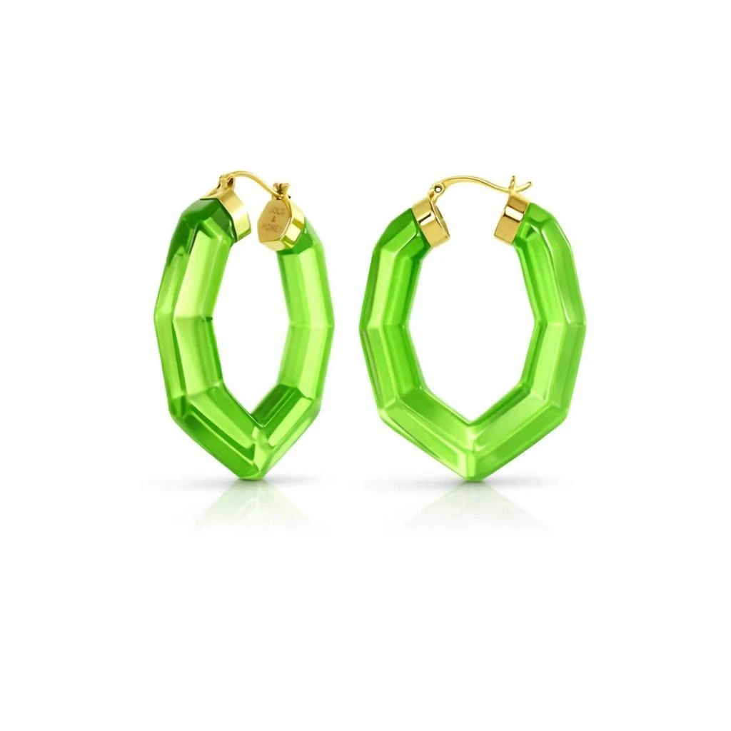 Gold 
Honey Gold 
Honey - Pear Gem Lucite Hoop Earrings