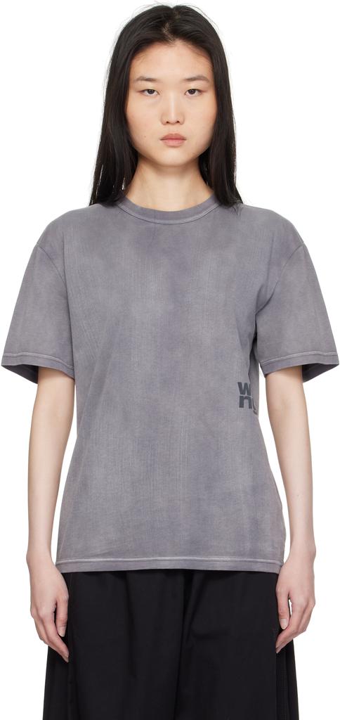 Tシャツ・カットソー Alexander Wang Puff logo t-shirt Grey Gray Glitter Puff Logo T-shirt by Alexander Wang on Sale