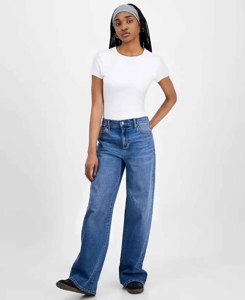 Celebrity Pink Juniors' Elastic-Back Wide-Leg Jeans